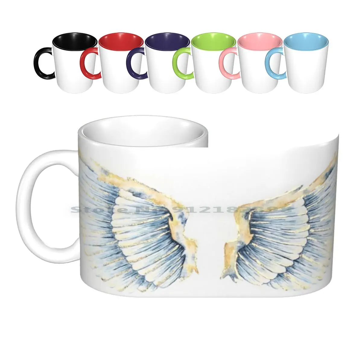 Angel Ceramic Mugs Coffee Cups Milk Tea Mug Angel Heaven Watercolorart Angelart Angelwingpainting Creative Trending Vintage