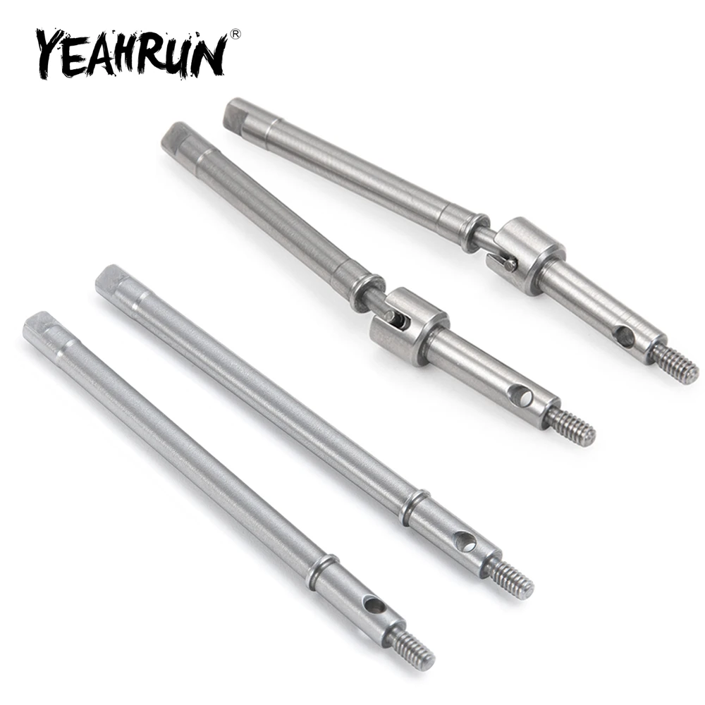 YEAHRUN Stainless Steel Front Rear CVD Shaft Drive for Axial Scx24 Deadbolt C10 Wrangler Gladiator Bronco  1/24 RC Crawler Car