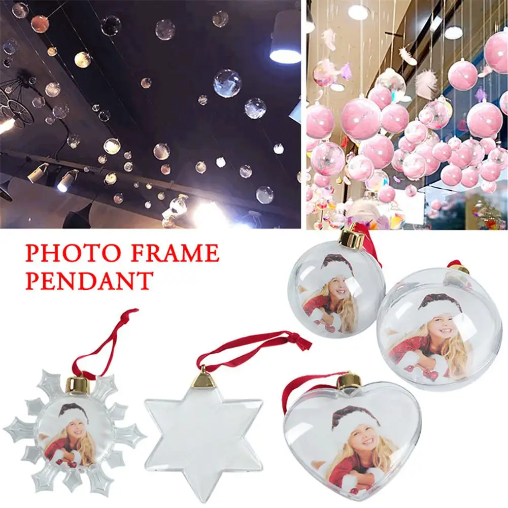 Christmas Tree Photo Ball Snowflower Heart Shape Customization DIY Birthday Party Gift Xmas Tree Decoration New Year Ornament