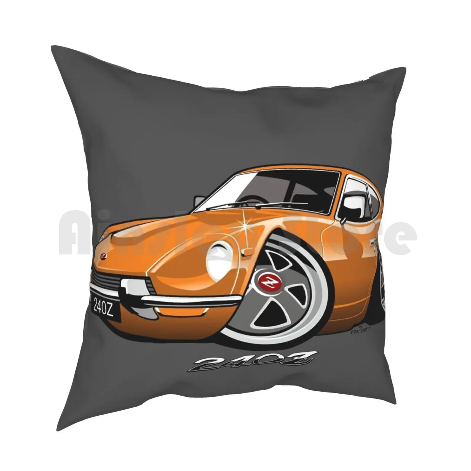 Datsun 240Z Caricature Orange Pillow Case Printed Home Soft Throw Pillow Datsun Nissan Fairlady 240Z 240 Z 260Z 260 Z