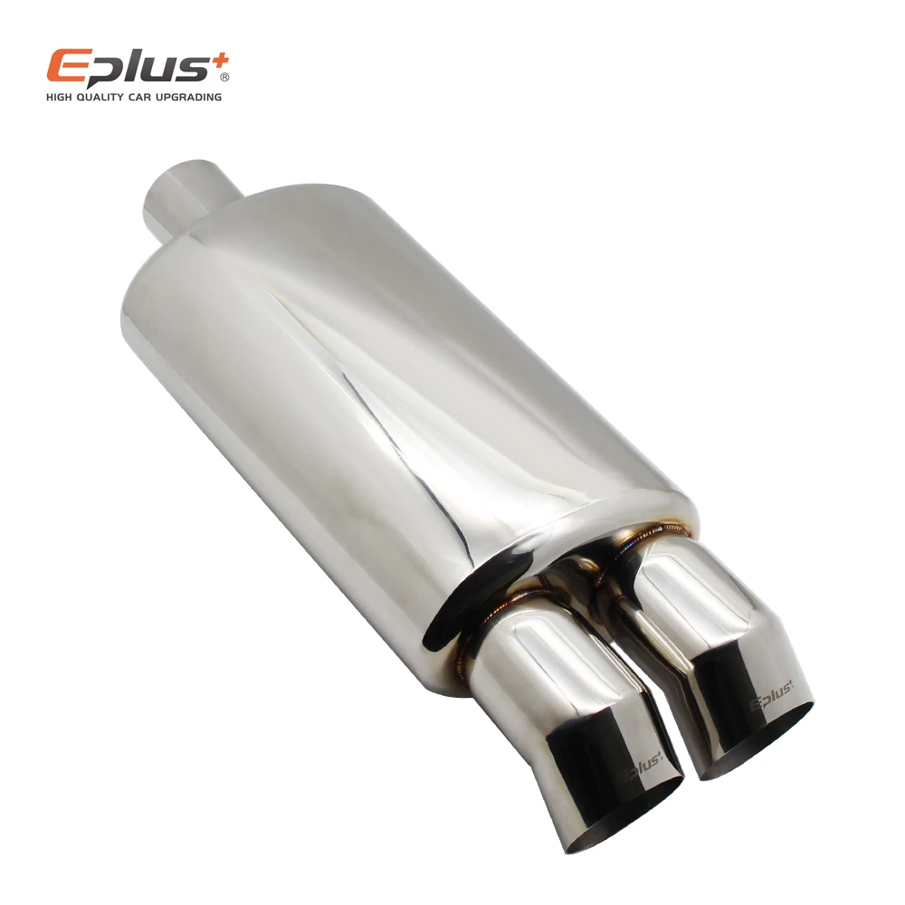 EPLUS Car Accessories Exhaust Systems Muffler Pipe M Drum Universal Stainless Burned Blue Silver Silencer Double Export 63MM76MM