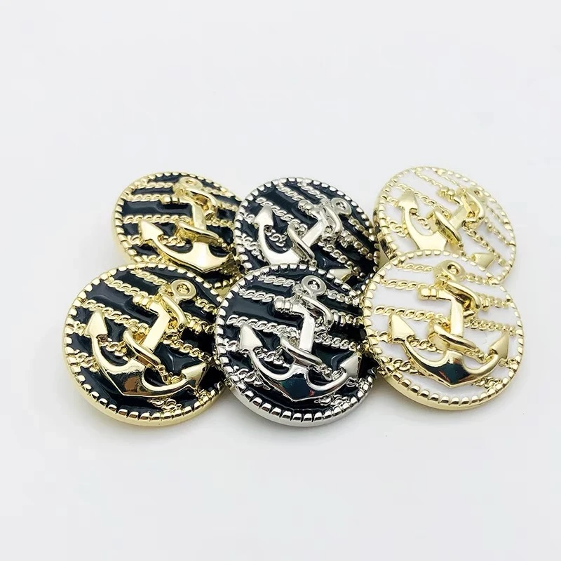 10pcs/lot 20/25mm Anchor Design Metal Clothing Buttons Golden&Black&Silver Vintage Buttons Handmade DIY Sewing Buttons for Coat