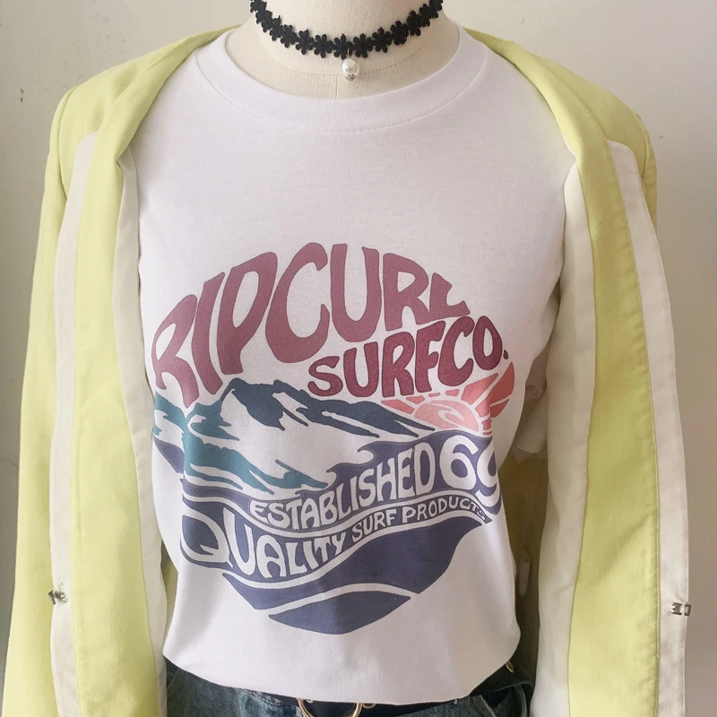 Dream Ripcurl Surf Vintage Women Tee Summer Beach Style Cotton Short Sleeve Oversized T Shirt Tops Grunge Aesthetic Fashion Egir