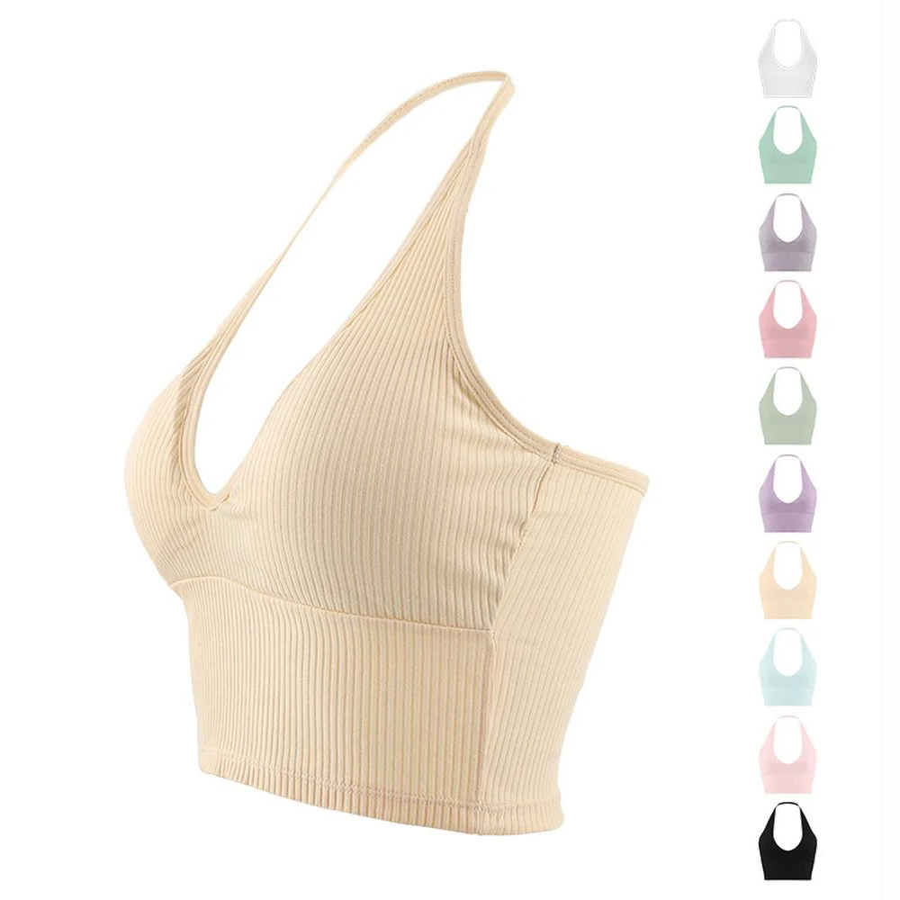 

Women Backless Crop Top Sexy Underwear Sport Gathering Running Fitness Bra Outerwear Tummy Yoga Sling Vest Female Summer Top