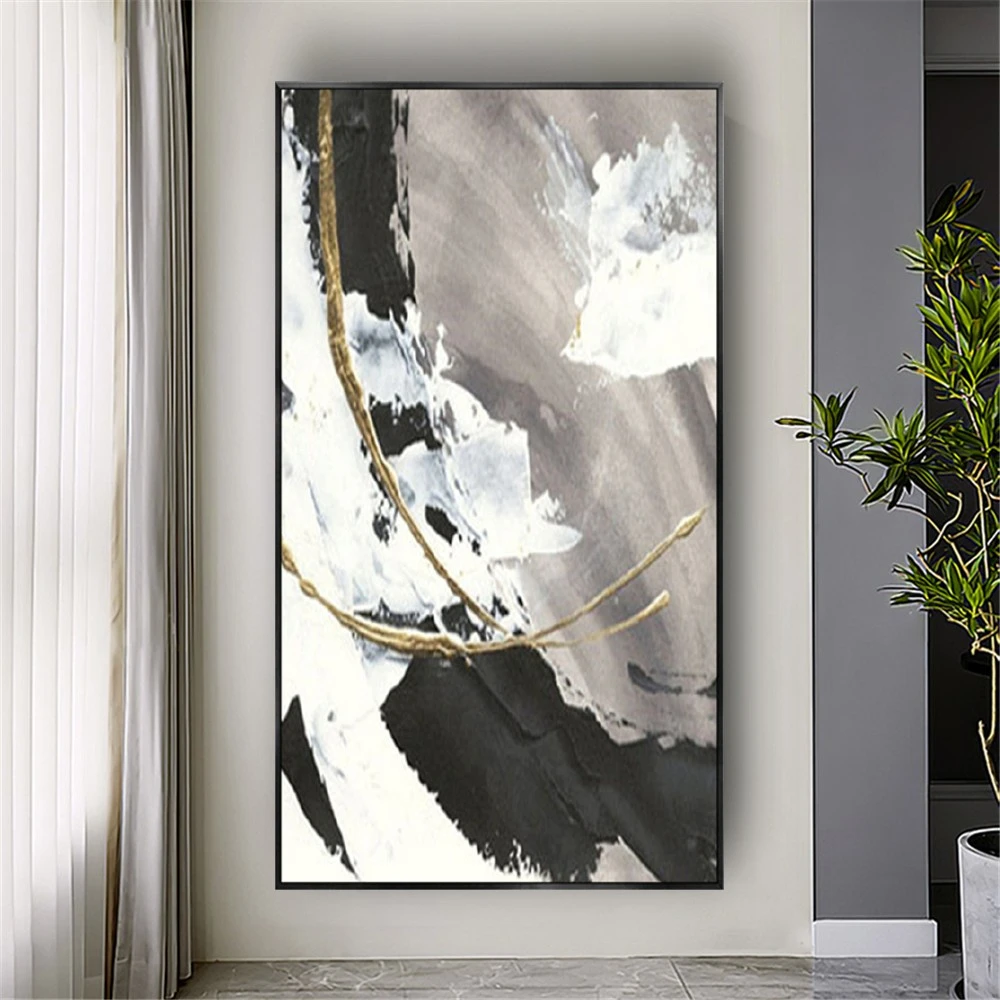 

Minimalist Design Wall Art Picture Black And White Canvas Poster Modern Abstract Oil Paintings Decor Living Room Scene Murals