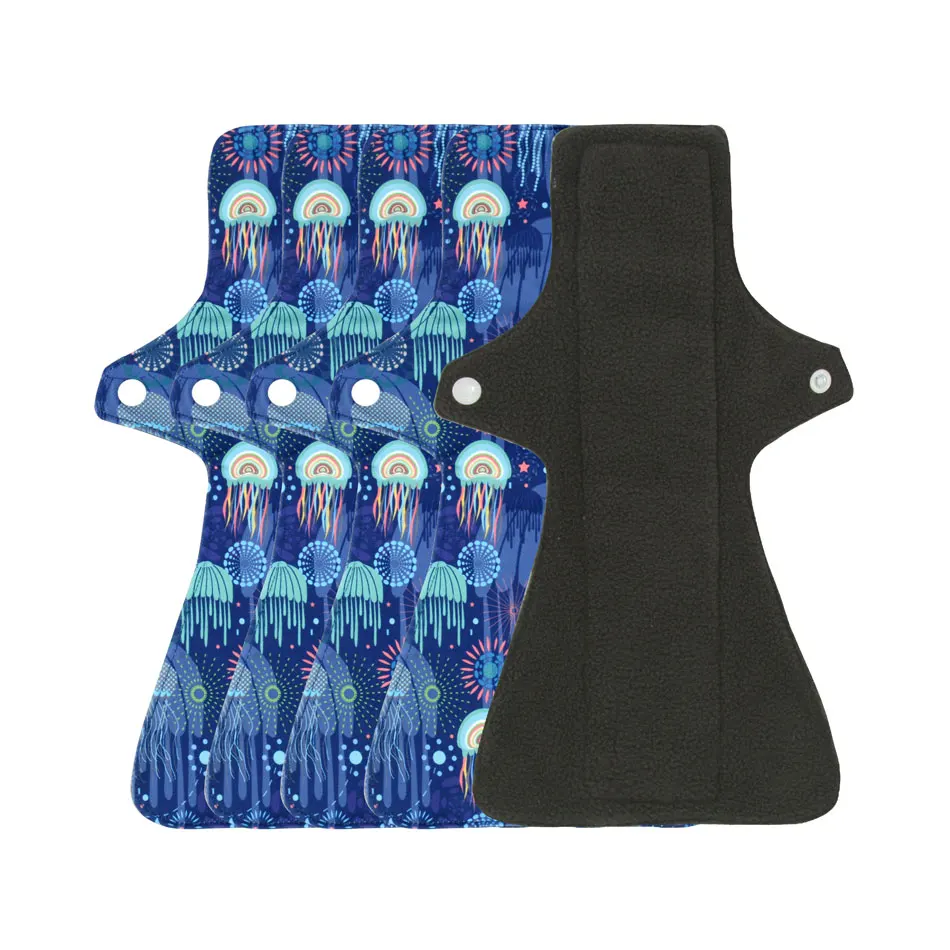 Compresas menstruales de tela reutilizables, compresas sanitarias lavables con capa de vellón Polar, tamaño de 31,5 cm para uso nocturno, 5 uds.