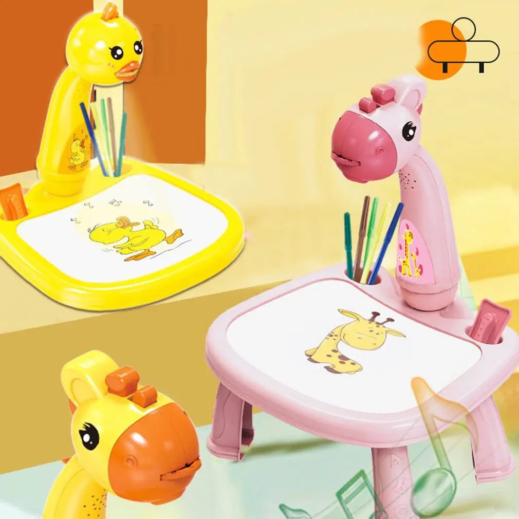 Children Led Projector Art Drawing Table Toys Kids Painting Board Desk Arts Crafts Educational Learning Paint Tools Toy for Girl