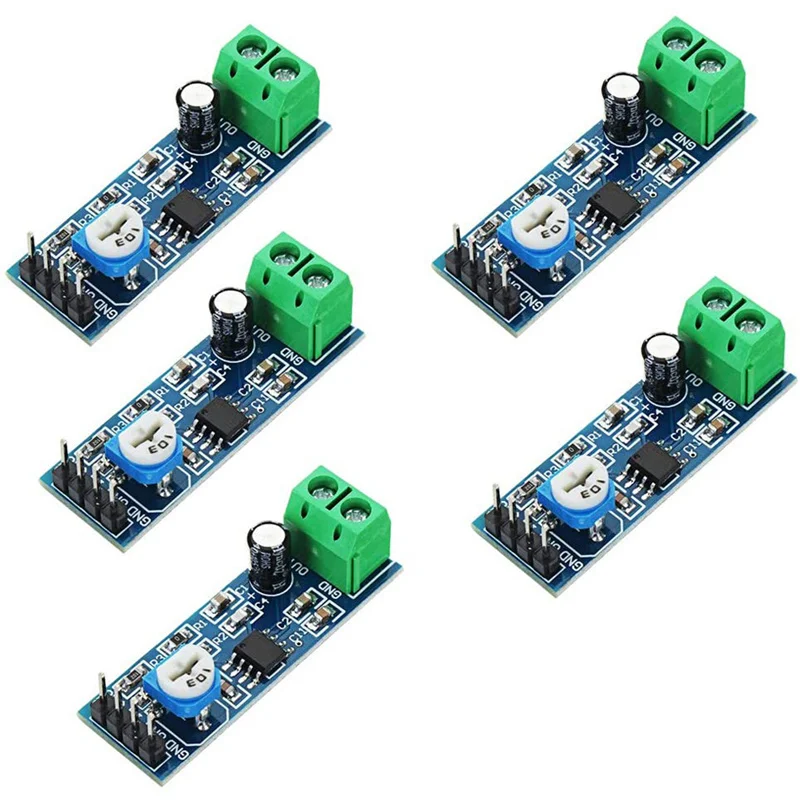 Module d'amplificateur de puissance Audio LM386, carte d'amplification de Gain 200 fois, entrée 5V-12V, 5 pièces/lot