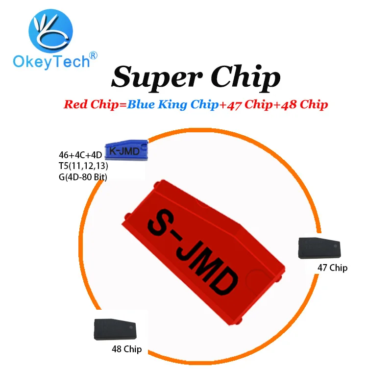 OkeyTech Original JMD King Chip for K-jmd Handy Baby Copier for 4C/4D/G/46/47/48 Red Super Car Key Chip Good Than Blue Chips