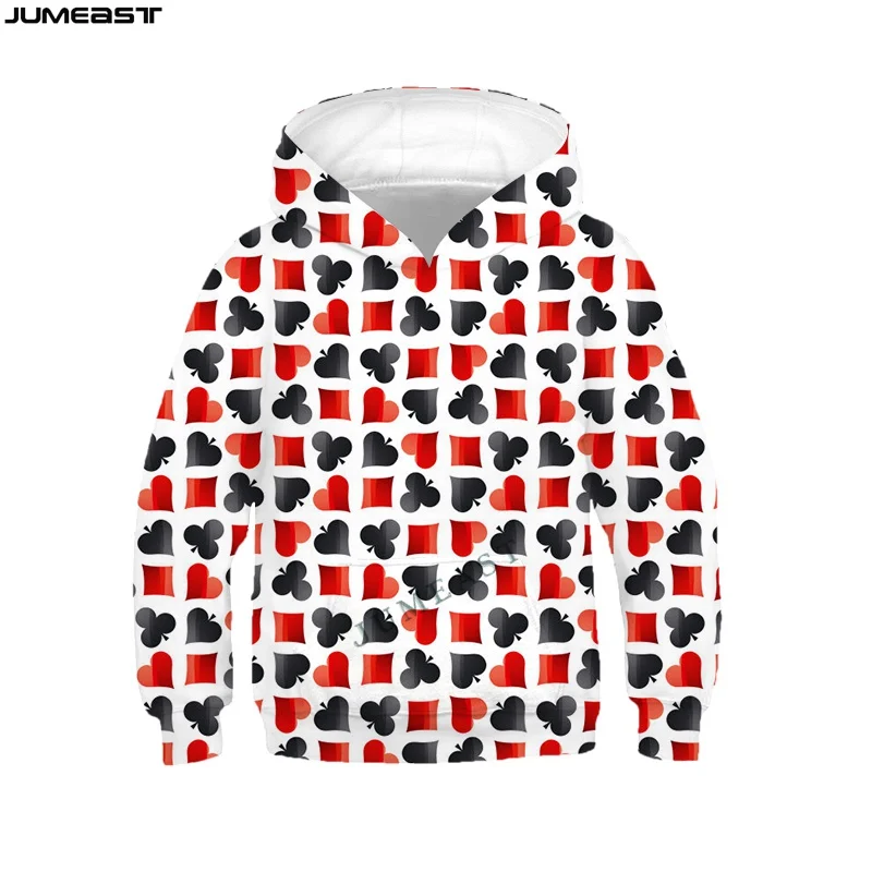 

Jumeast Brand Men Women 3D Children Sweatshirt Play Poker Cards Hip Hop Long Sleeve Kids Cap Hoody Sport Pullover Hoodies