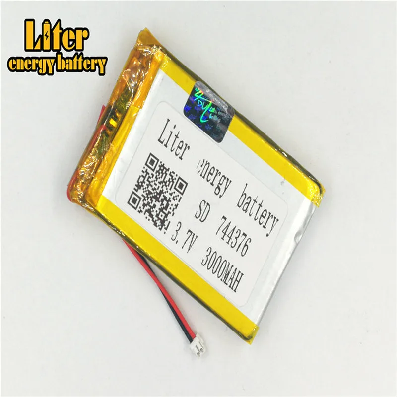 1,5 мм 2-контактный разъем, литиевая батарея 3,7 в 744376 3000 мАч, литий-полимерная аккумуляторная батарея
