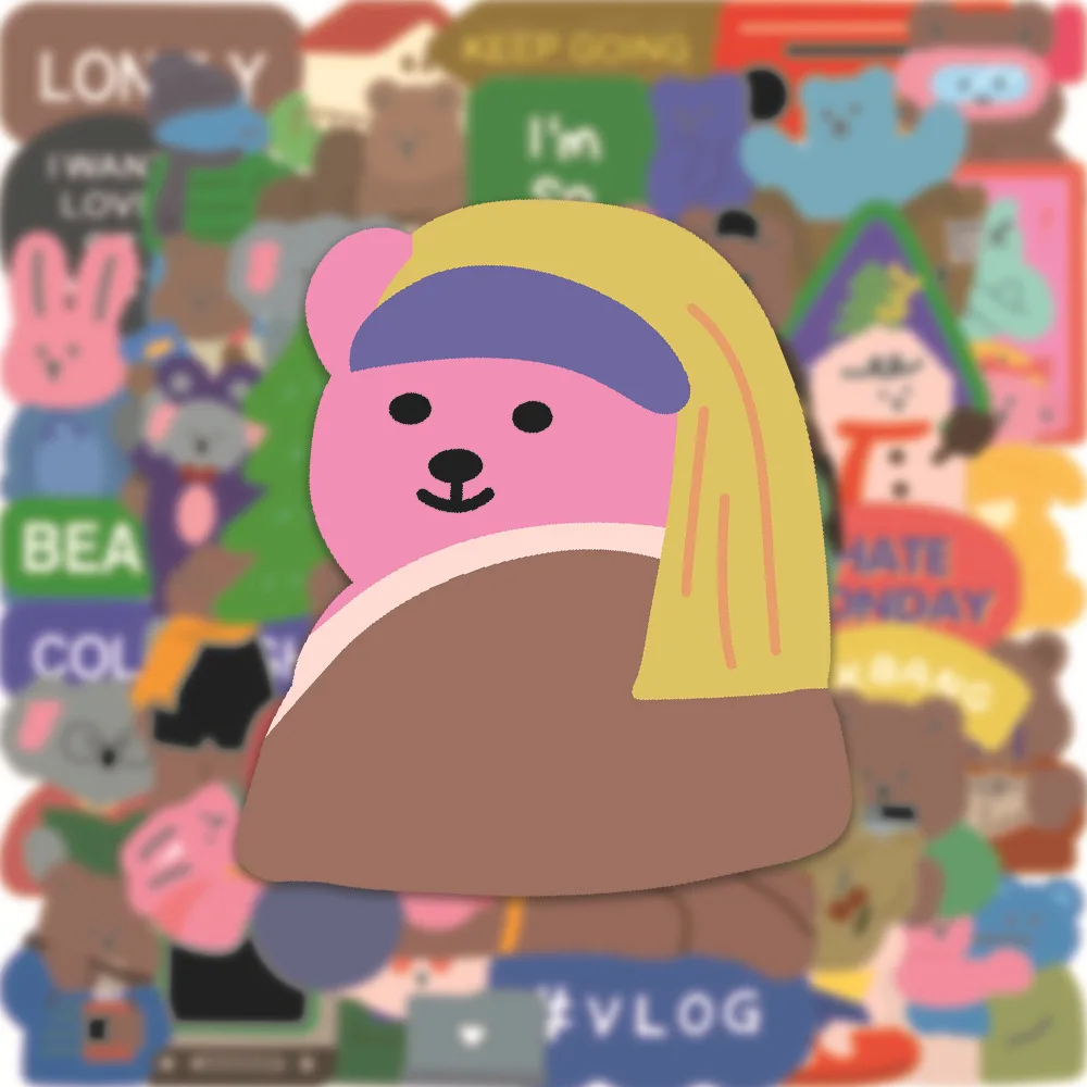 10/30/50pcs Korean Cartoon Ins Wind Love Bear Graffiti Stickers Travel Laptop Diy Car Bike Decal Decor Manga Animal Stickers