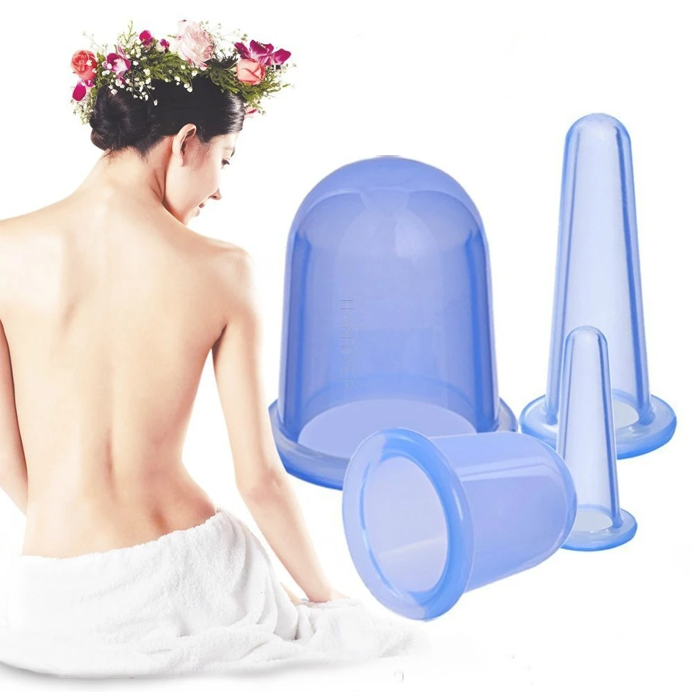 

4pcs/set New fashion Family Body Massage Helper Anti Cellulite Vacuum Silicone Cupping Cups Health Care Massage Therapy Kits