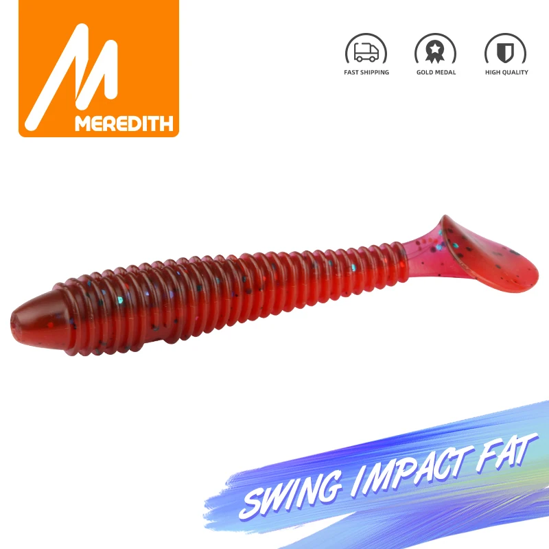 MEREDITH Swing Impact FAT Fishing Lure Soft Bait 10pcs 75mm 3g Soft Worm Silicone Bait Swimbait Bass Shad Wobbler