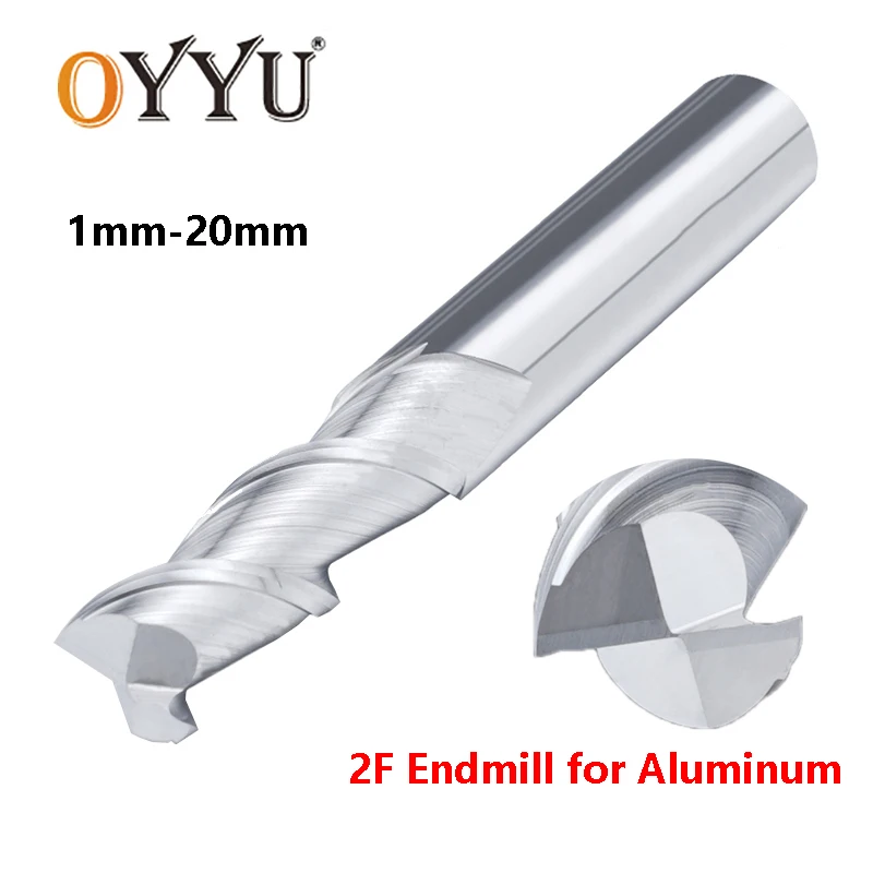 

OYYU 2 Flute Solid Carbide Router Bit for Aluminum Copper Milling Cutter Tungsten Steel End Mills 1mm 1.5mm 2mm 3mm 5mm