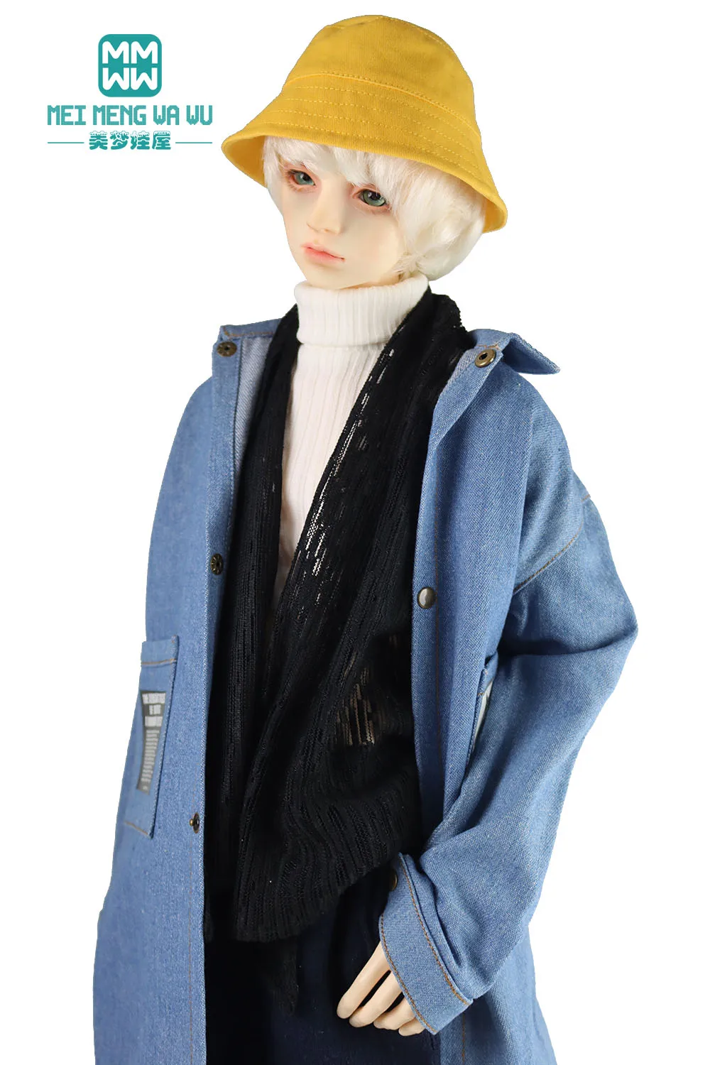 BJD Doll clothes Fashion Denim trench coat, plaid pants, sweater for 60-72CM 1/3 DK SD Dolls toys Ball Jointed Doll gift