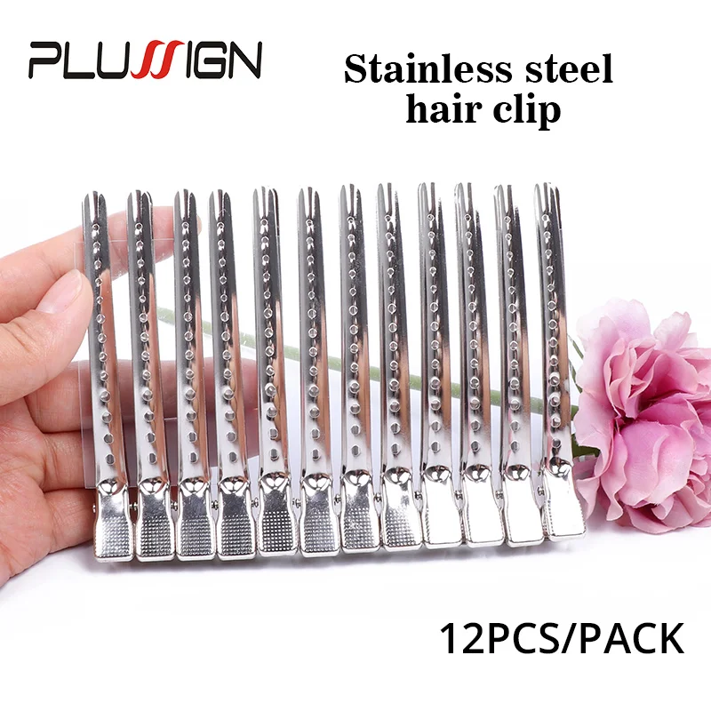 Professional Sectioning Clips For Salon Silver Duckbill Alligator Hair Barrettes Pins For Women Alligator Hair Clips 12Pcs