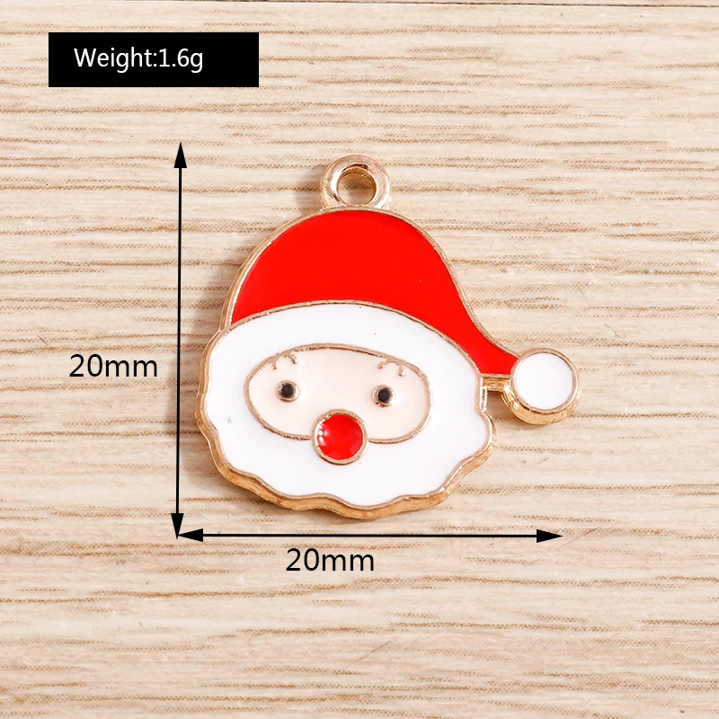 10 Stück niedliche Emaille-Weihnachtsanhänger mit Weihnachtsmann, Baum und Schneemann zum Basteln von Halsketten, Ohrringen, Armbändern, DIY-Bastelarbeiten und als Geschenk – Detail 13