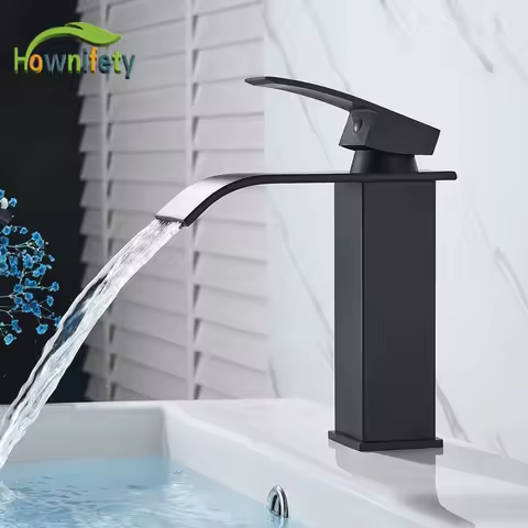 Chrome/Nickel/ORB/Black Basin Sink Faucet Waterfall Outlet Vanity Hot Cold Mixer Crane Tap Deck Mount One Handle Wash Faucets