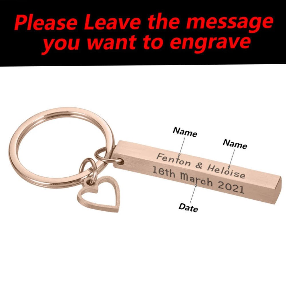 Customized Engraving Name Keychain Long Distance Relationship Gifts Present for Boyfriend Personalized Special Date Anniversary