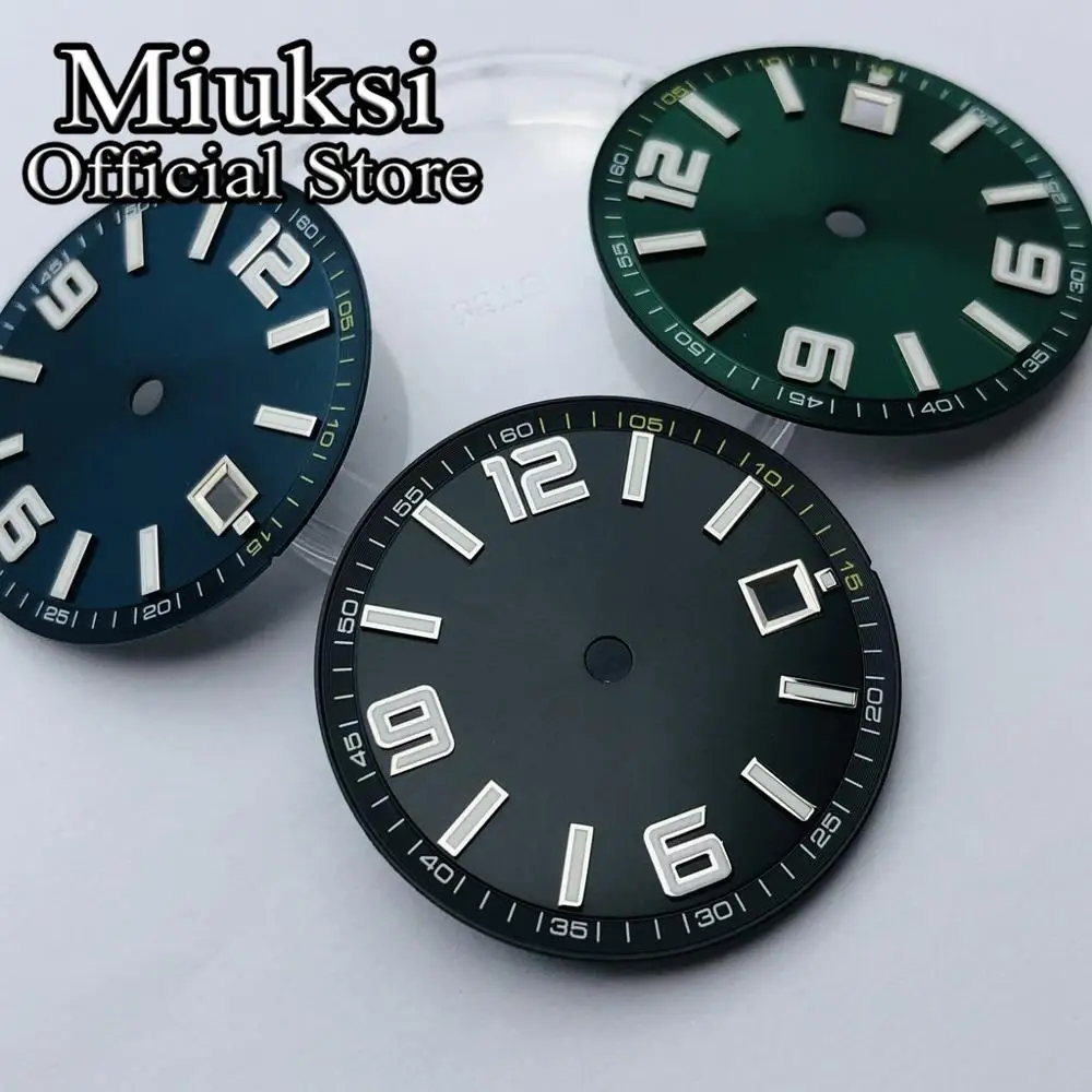 Miuksi 31.5mm black bule green sterile dial luminous fit ETA2836 2824 Mingzhu DG2813 3804 Miyota 8215 821A Seagull 1612 movement