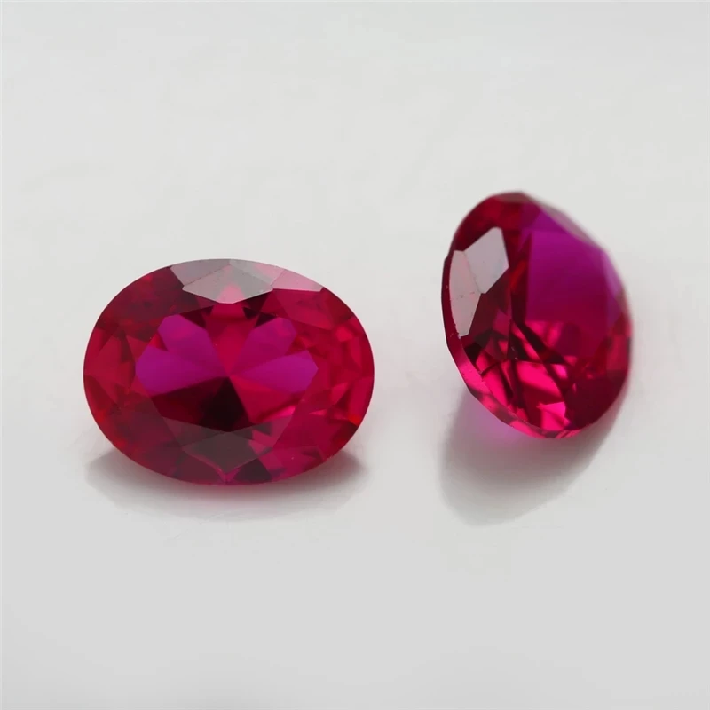 Size 3x5mm~13x18mm Oval Shape Synthetic Corundum Gems Rubi For Jewelry Making 5# 3# 8# Color