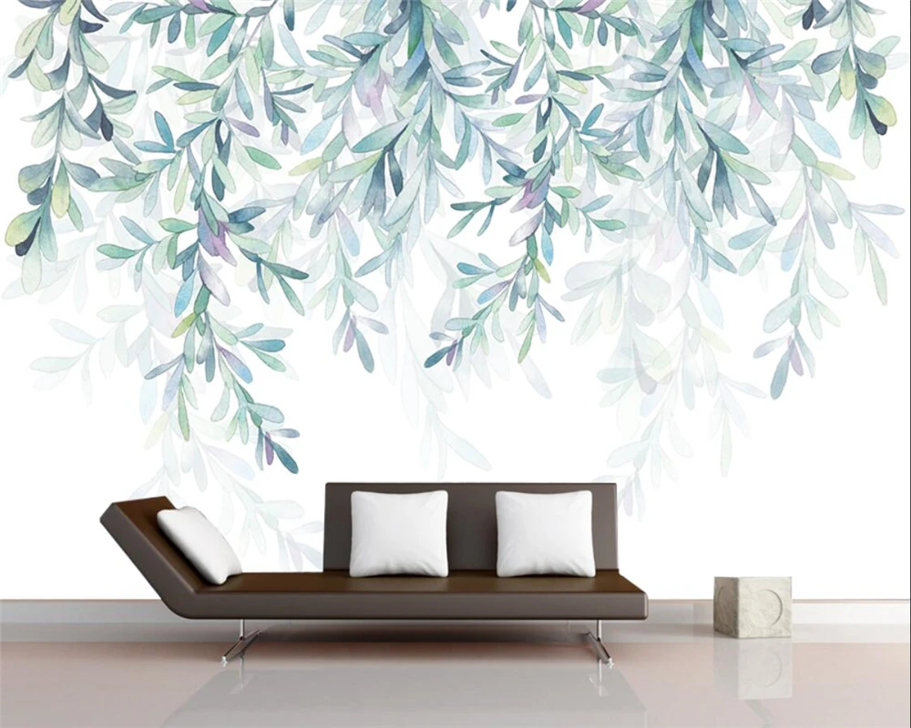 

Custom wallpaper hand painted watercolor branches leaves rattan murals home decoration living room bedroom photos 3d wallpaper