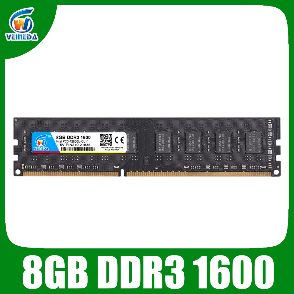 

Оперативная память VEINEDA ddr3, 8 ГБ, 4 Гб, 1600 МГц, 1333 МГц, для настольных ПК, DIMM, 240 контактов, 1,5 В для всех настольных ПК intel amd