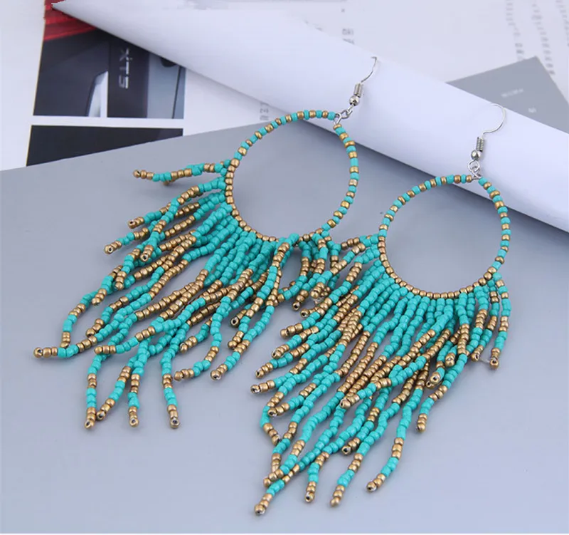 Kymyad Earrings 2022 Trend New Long Dangle Earrings Vintage Earings Fashion Jewelry Female Earrings Tassel Beads Chains Earring