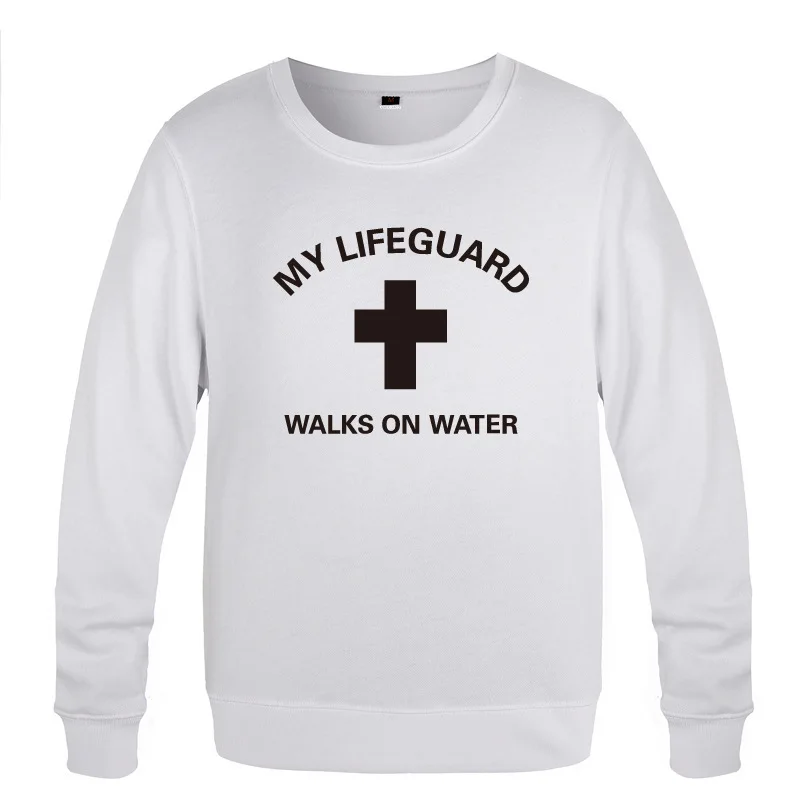 

My Lifeguard Jesus God Christian Sweatshirts Men Spring Autumn Long Sleeve O-Neck Pullover Casual Male Streetwear Sport Hoodies