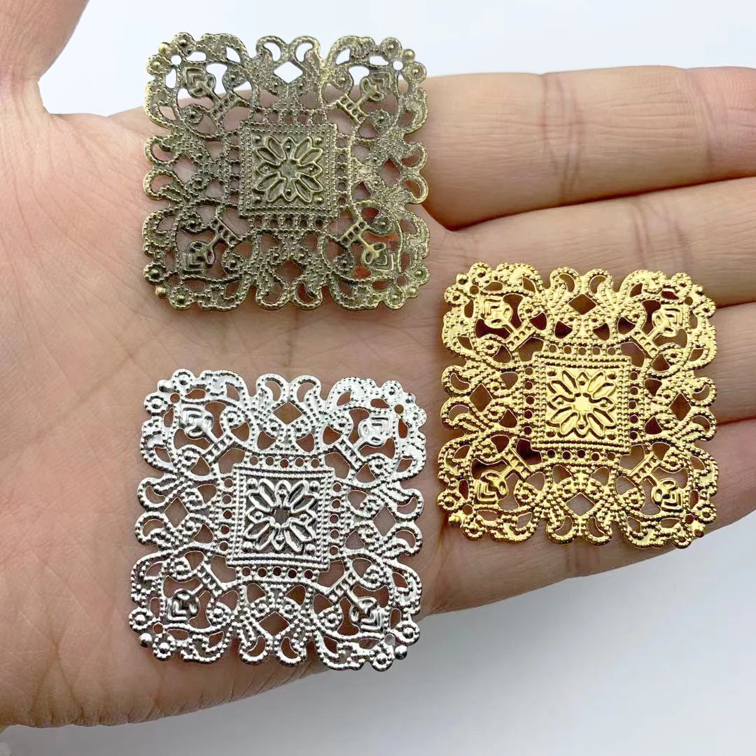 20 pieces/lot 4cm metal   Filigree Flower Wrap Connector   Jewelry DIY Components