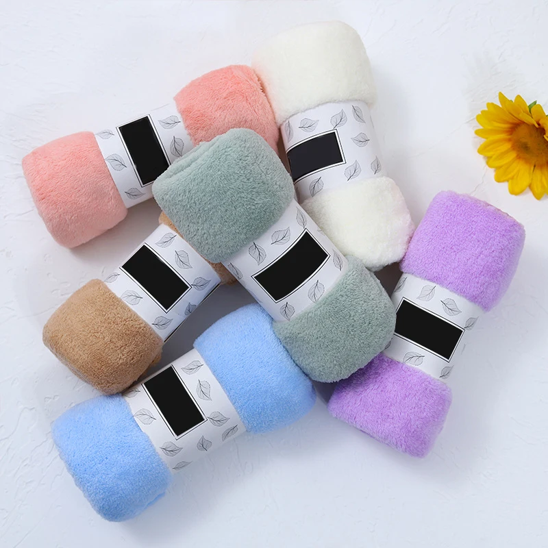 HOT 30*60cm Soft Corals Fleece Towel Well-absorbing Bath Towel for Home Hand Face Shower Won't Pill Solid Colors NDS