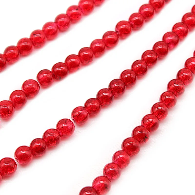 Natural Stone Red Cracked Quartz  Beads  For Jewelry Making DIY 8 10 12 mm Crystal Round Loose Beads Diy Bracelet Wholesale