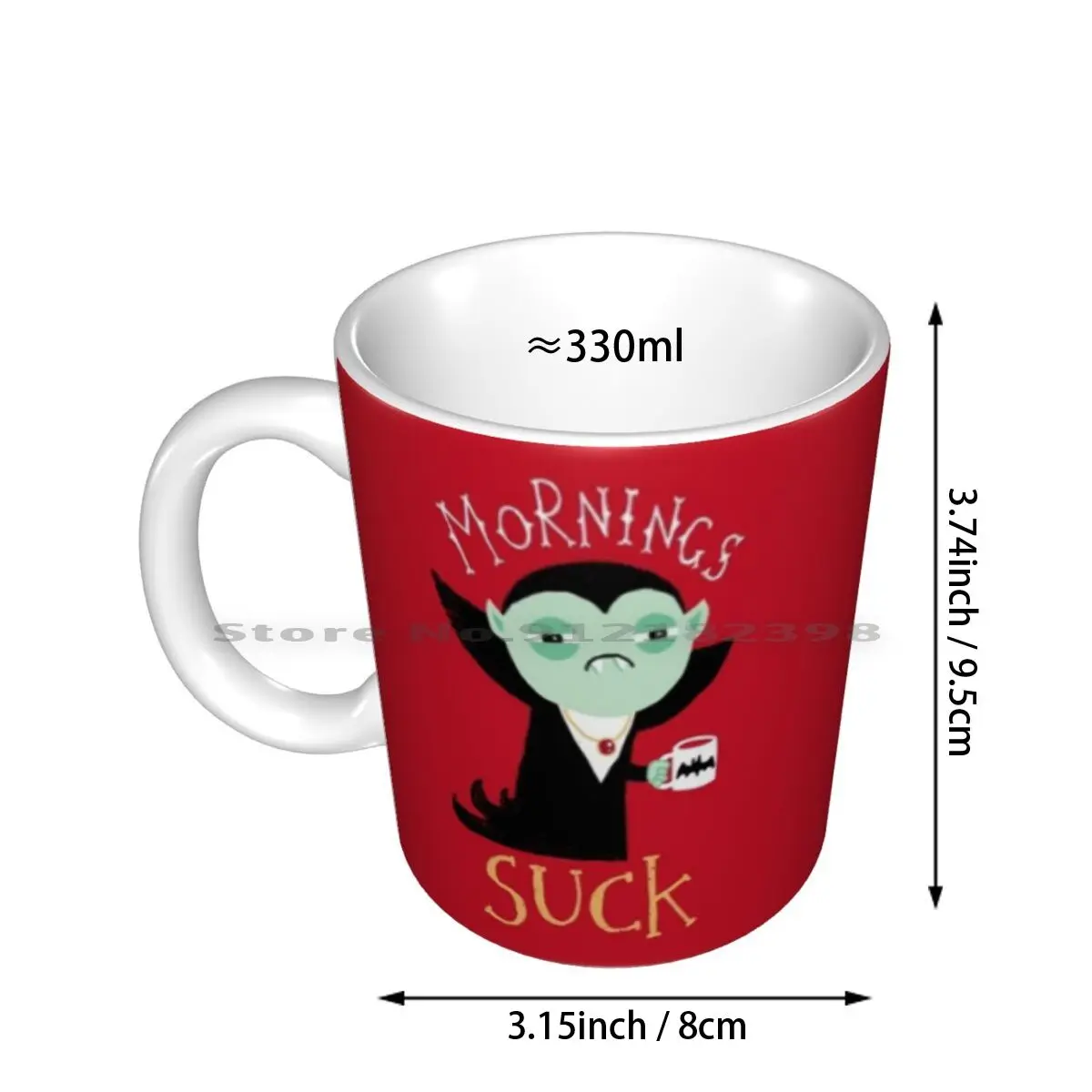 Mornings Suck Ceramic Mugs Coffee Cups Milk Tea Mug Dracula Vampire Morning Coffee Funny Cute Horror Character Dinomike