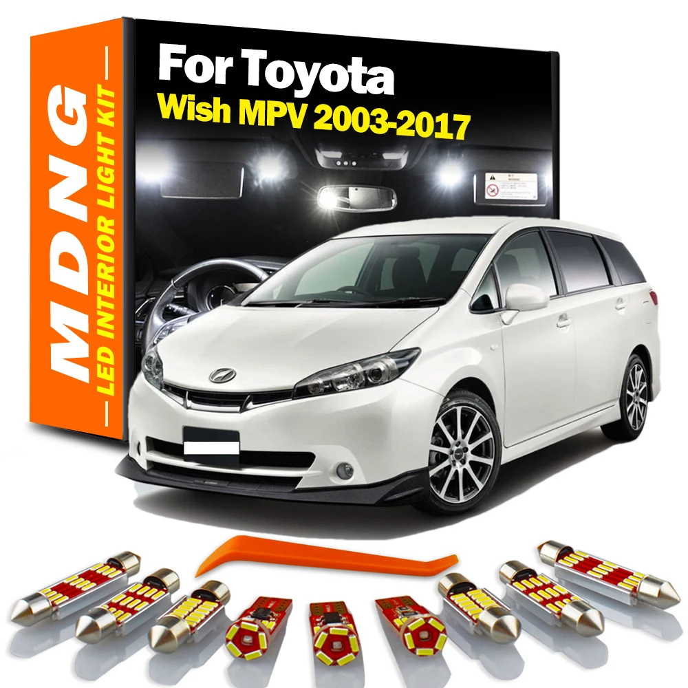 MDNG Canbus Car LED Interior Map Dome Indoor Light Kit For Toyota Wish MPV 2003-2011 2012 2013 2014 2015 2016 2017 Accessories