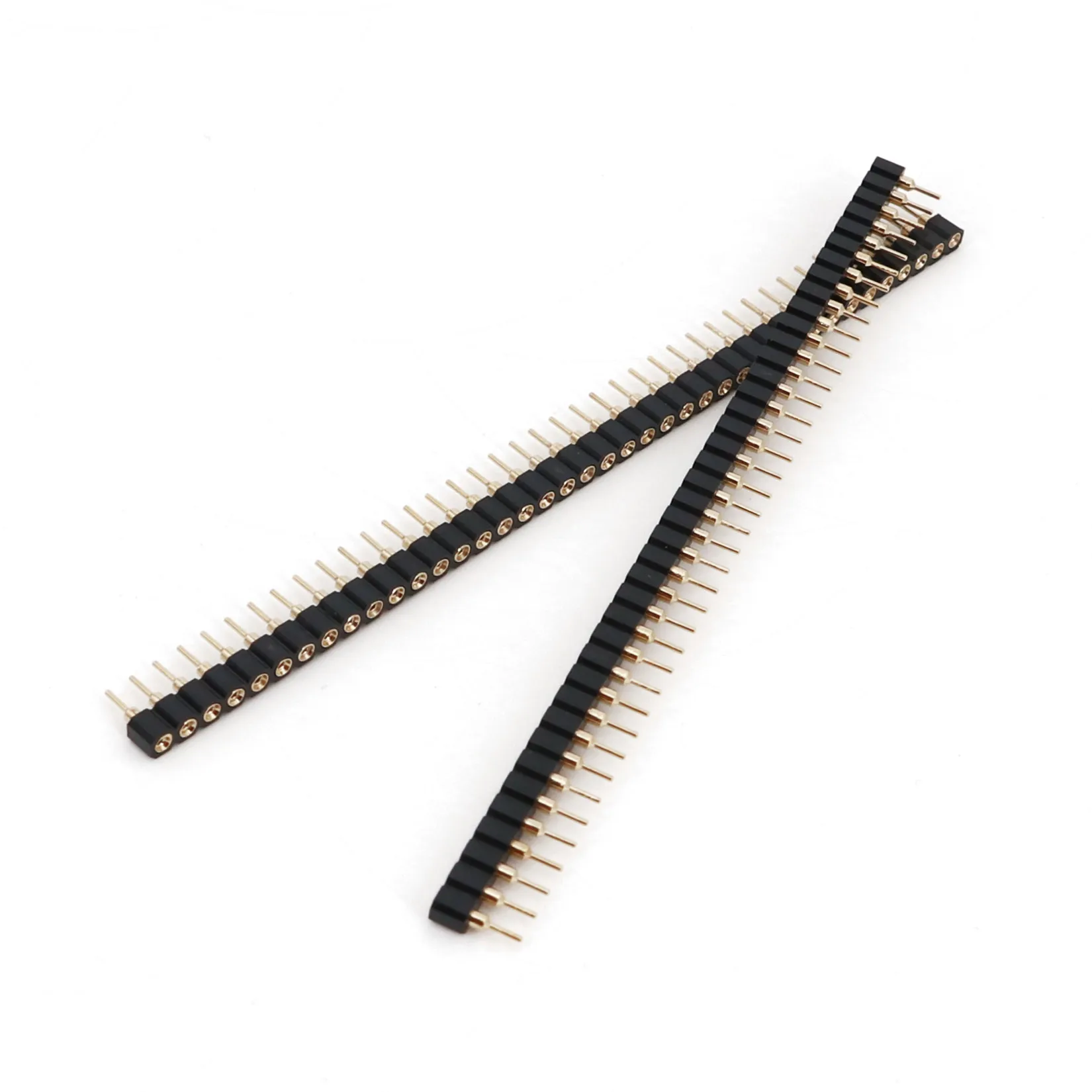 100 Stuks Rechte Vrouwelijke 40-Pin Toonhoogte 2.54Mm Enkele Rij Vergulde Ronde Pin Header Strip