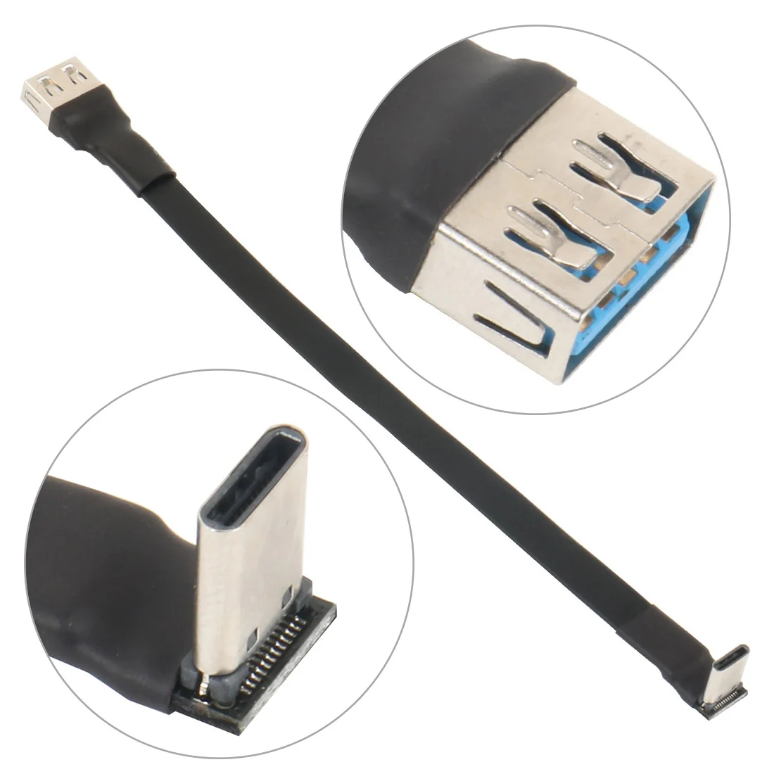 USB 3.1 Type C to A Flat Extension Ribbon Cable Male to Female 90 Slim Flexible FPC Charge FPV Brushless Handheld Gimbal Monitor