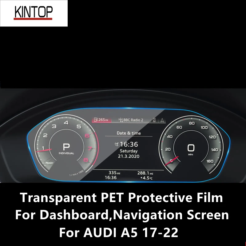 

For AUDI A5 17-22 Dashboard,Navigation Screen Transparent PET Protective Film Anti-scratch Repair Film Accessories Refit