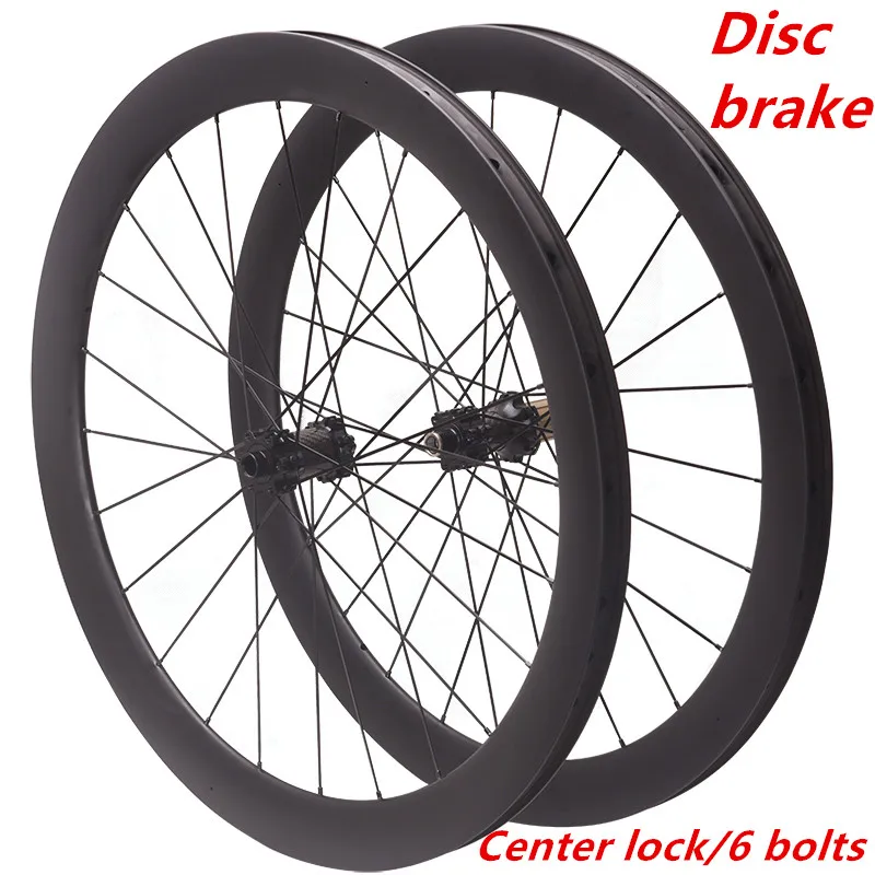 Set of 700c carbon wheelset central lock with 6 bolts for T800 bicycle 35/50/61/71mm disc brake wheels clincher tubeless