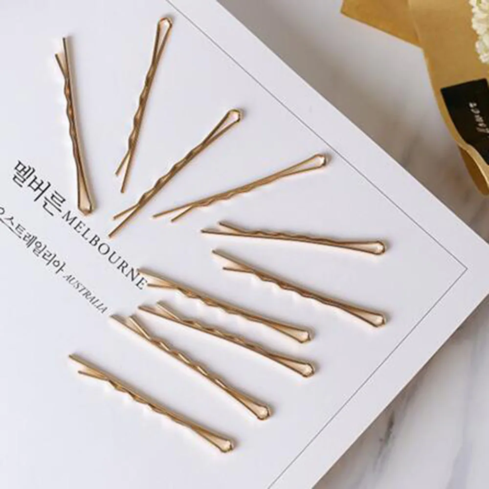 10pcs Hair Clips Gold Metal Hairpins Waved Curly Barrettes Bobby Pins For Women Girls Styling Accessories Hair Styling Tools