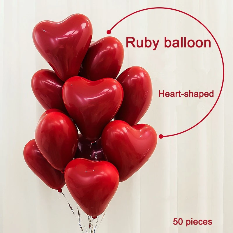 

Double-Layer Love Heart Balloon, Wedding Room Background, Birthday Party Stage Layout Decoration, Pomegranate Red Balloons, 10"