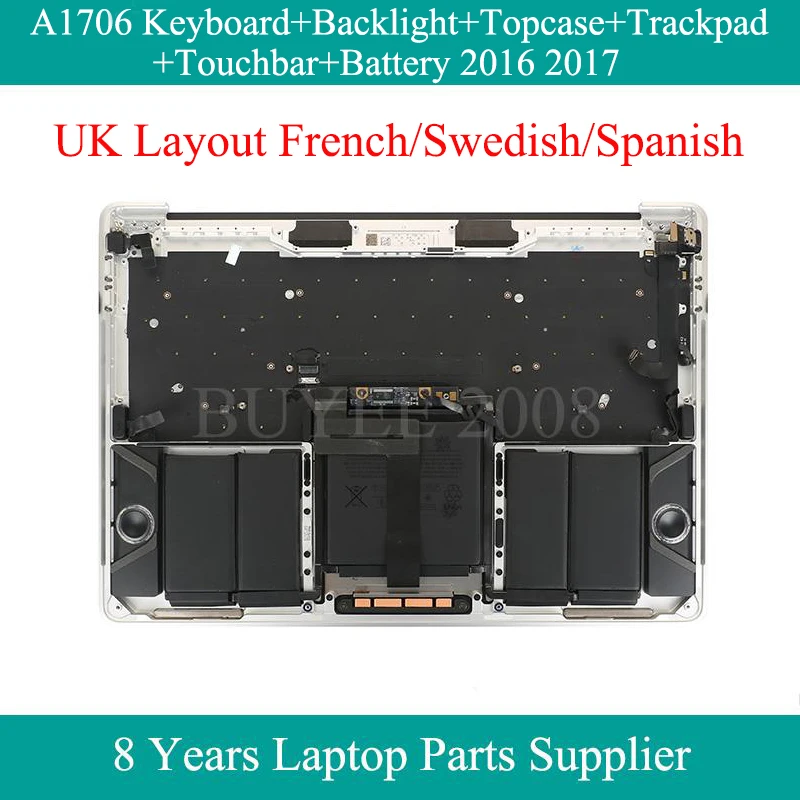 

A1706 FR SP Layout For Macbook Pro A1706 Assembly Topcase French Swedish Spanish Keyboard Backlight Touchpad Touchbar Battery