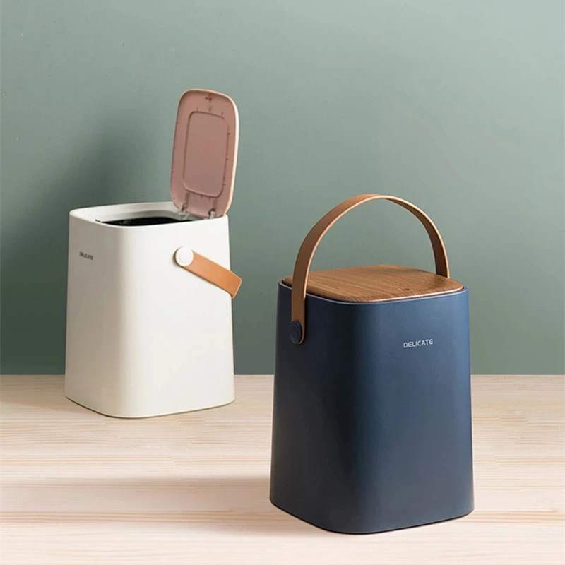 Haushalt Wohnzimmer Schlafzimmer Mülleimer Mit Deckel Kann Erwähnen Holzmaserung Push-typ High-end Klassifizierung Abfall papier Korb