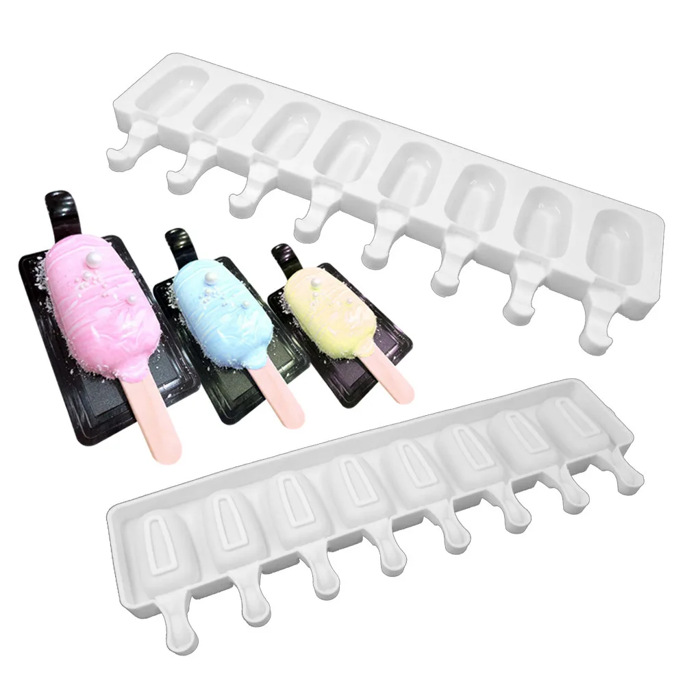 4/8 Cavity Food Grade Silicone Ice Cream Mold Homemade Fruit Juice Popsicle Molds Ice Cube Maker DIY Dessert Tools Freezer Mould