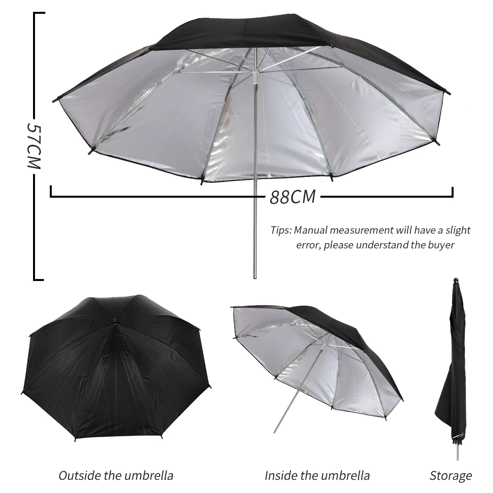 Umbrella Reflective Photo Studio  Set 33 \' 84 cm Silver White Soft Light Umbrella + Dual-use  4 Pieces Photography Accessories