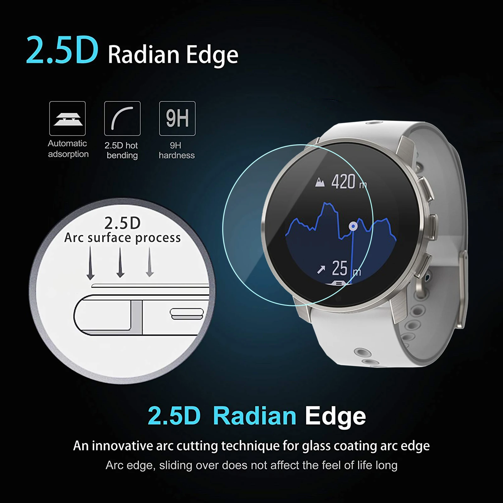 Protecteur d'écran pour montre connectée SUUNTO 9 PEAK, 3 paquets, en verre trempé 9H 2.5D HD, anti-rayures, sans bulles