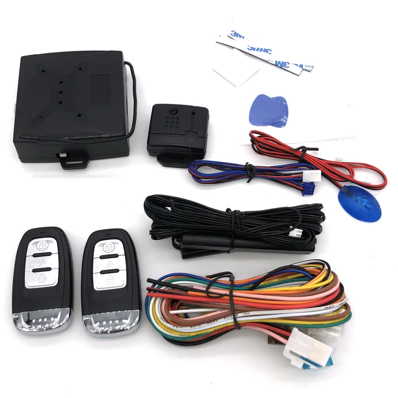Auto sistema de entrada keyless botão de parada partida do carro universal sistema de chave inteligente alarme do carro fechadura da porta central com controle remoto