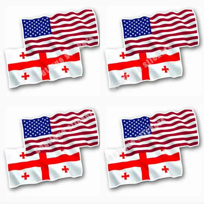 

4-piece Set of USA and Georgia Flag Decals for Car Window Bumper Stickers Covering Scratches and Waterproof Body Decoration