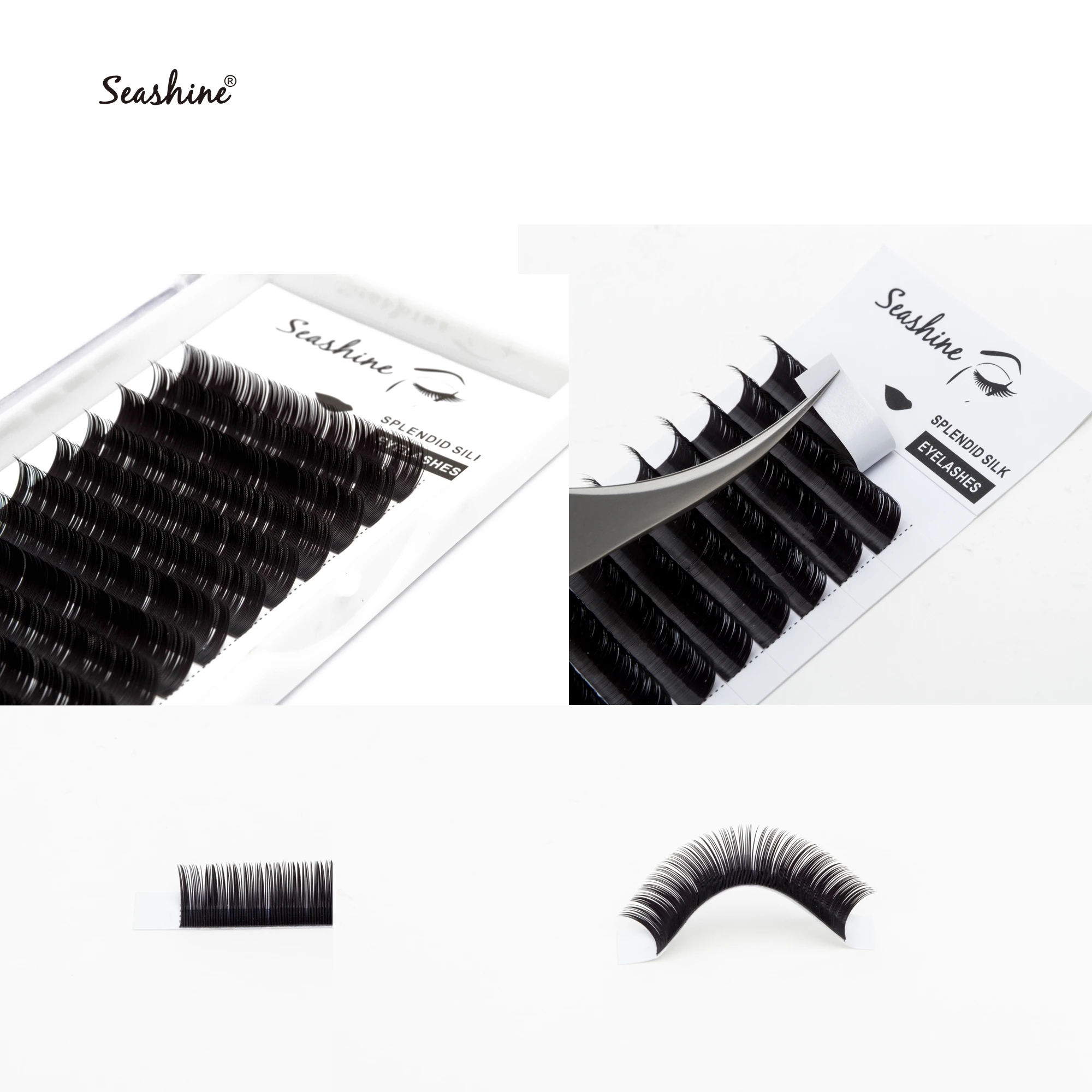 

Seashine Korea PBT Fiber Individual Lashes Back to School Black False Eyelashes Extension Volume Lashess 12rows