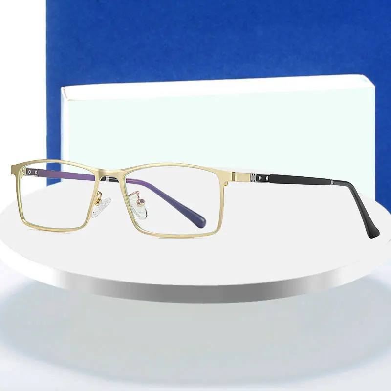 

Glasses For Man Full Rim Metal Frame Eyewears Business Style TR90 Temple Legs Anti-Blue Light Square Frame Optical Spectacles